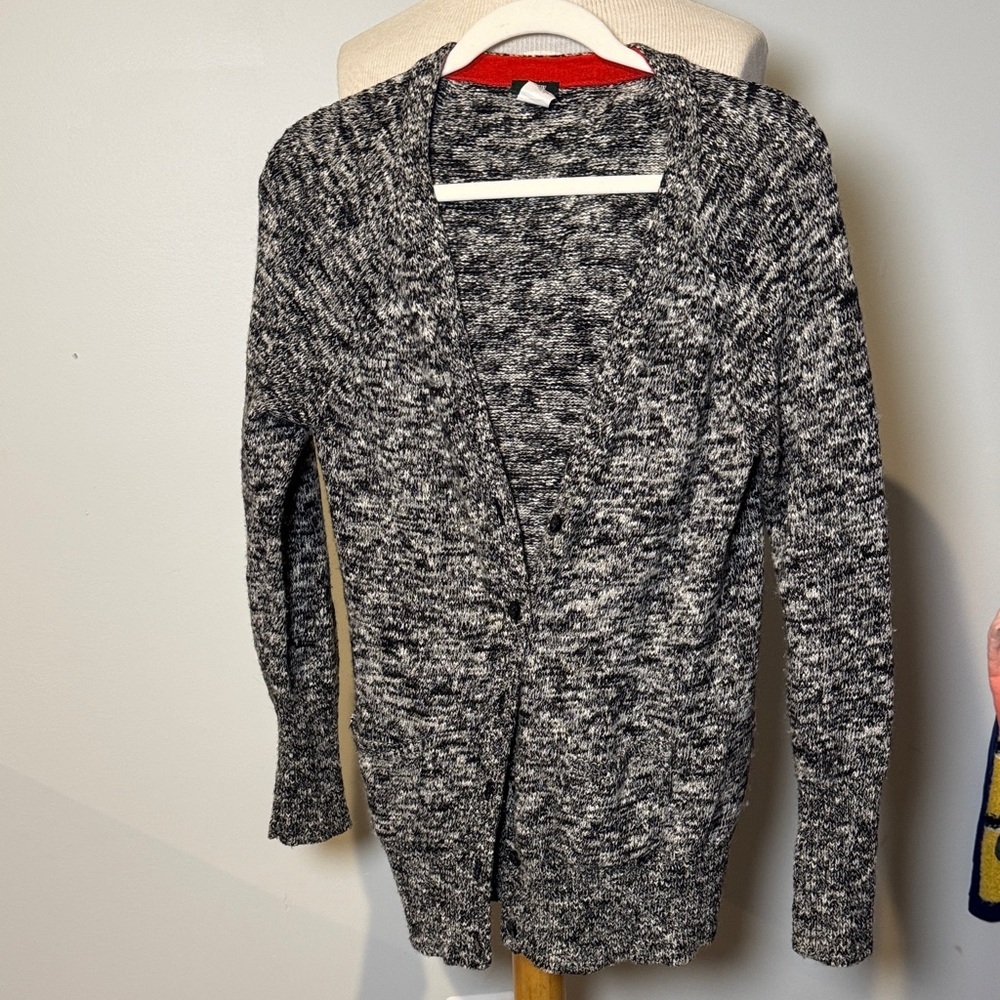 J. Crew Black and White wool/cotton blend Women's Cardigan